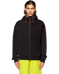 DIESEL - Zip-up Hoodie With Reflective Logo Bands - Lyst