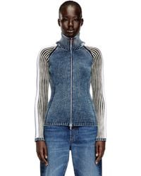 DIESEL - Zip-Up Cardigan With Sporty Bands - Lyst