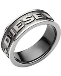 DIESEL Ring mit eingraviertem Logo - Braun