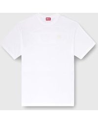 DIESEL - Cotton T-Shirt With Oval D Logo And Graphic - Lyst