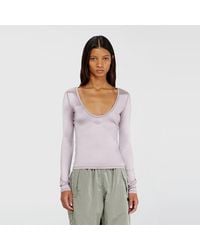 DIESEL - Nylon Slim Top Scoop Neck With Logo Oval D Embroidery - Lyst