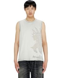 DIESEL - Sleeveless Jersey Top With Embossed Graphics - Lyst