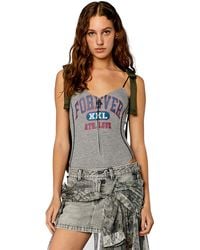 DIESEL - Ribbed Bodysuit With College Print - Lyst