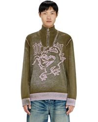 DIESEL - Treated Half-Zip Jumper With Griffin Motif - Lyst