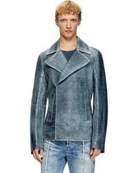 DIESEL - Jacke Aus Leder Mit Denim-Behandlung - Lyst