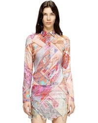 DIESEL - Camisa De Viscosa Elástica Con Estampado Heráldico - Lyst