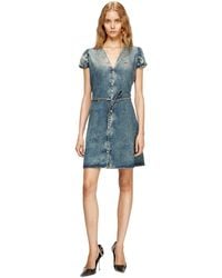 DIESEL - Robe en denim avec ceinture à la taille - Lyst