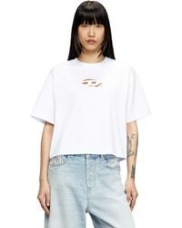 DIESEL - Boxy T-Shirt With Cut-Out Oval D Logo - Lyst