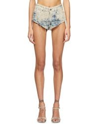 DIESEL - Shorts Aus Jeansgewebe Mit Hahnentritt-Muster - Lyst