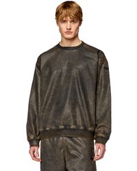 DIESEL - Sweatshirt In Marble-coated Track Denim - Lyst