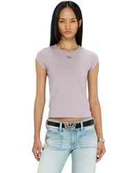 DIESEL - T-Shirt With Cut-Out Embroidered Logo - Lyst