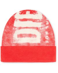 DIESEL - Ribbed Beanie With Maxi Logo Print - Lyst