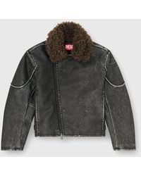 DIESEL - Biker Jacket With Detachable Collar - Lyst