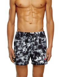 DIESEL - Mid-length Swim Shorts With Tie-dye Print - Lyst