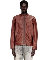 DIESEL - Leather Biker Jacket With Archival Logo - Lyst