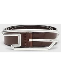 DIESEL - 3Cm Leather Belt With D-Logo Buckle - Lyst