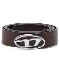 DIESEL - 2.9Cm Leather Belt With Oval D Logo - Lyst