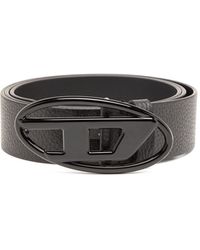 DIESEL - Calf Leather Belt With Cut-out Metal Buckle - Lyst