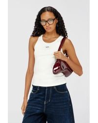 DIESEL - Slim Ribbed Tank Top With Metallic Oval D - Lyst