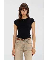 DIESEL - T-Shirt With Cut-Out Embroidered Logo - Lyst
