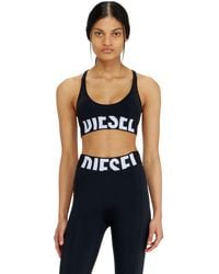 DIESEL - Microfibre Sports Bra With Cut-Off Logo - Lyst