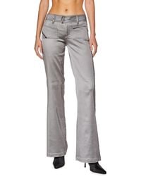 DIESEL - Flared Pants In Shiny Stretch Satin - Lyst