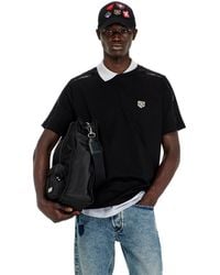 DIESEL - T-Shirt With Contrast Trims And Logo Patch - Lyst