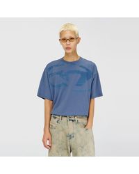 DIESEL - T-Shirt With Distressed Flocked Logo - Lyst