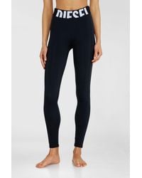 DIESEL - Microfibre Leggings With Cut-Off Logo - Lyst