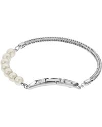 DIESEL - Pulsera De Cadena De Plata De Ley Y Perlas - Lyst