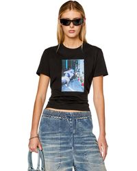 DIESEL - T-shirt With Shiny Photo Print - Lyst