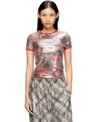 DIESEL - Skinny Floral Print Jersey Top With Sequins - Lyst