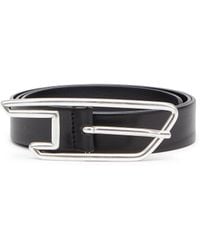 DIESEL - 3Cm Leather Belt With D-Logo Buckle - Lyst