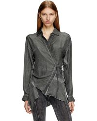 DIESEL - Falda Envolvente Asimétrica De Sarga Arrugada - Lyst