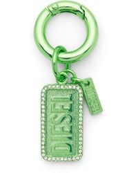 DIESEL - Metal Keyring With Logo And Rhinestones - Lyst