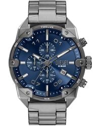 DIESEL - Spiked Gunmetal Stainless Steel Watch - Lyst