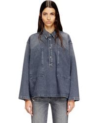 DIESEL - Top Henley En Denim Con Efecto Suciedad - Lyst