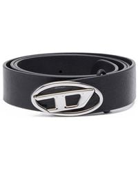 DIESEL - Reversible Leather Belt With Oval D Logo - Lyst