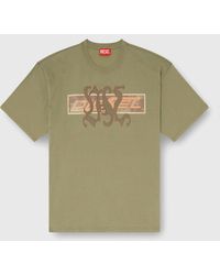 DIESEL - T-Shirt With Graphic Print And Patches - Lyst