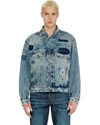 DIESEL - Trucker Jacket With Patch Effects - Lyst