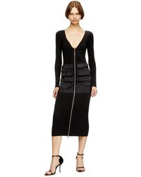 DIESEL - Ribbed Midi Dress With Cargo Pockets - Lyst