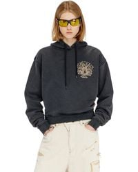 DIESEL - Hoodie With Prints And Rhinestone Studs - Lyst