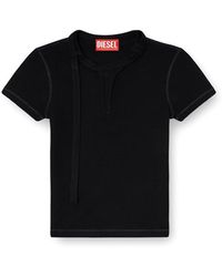 DIESEL - Rib-Jersey Top With Biker Neck Strap - Lyst