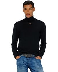 DIESEL - Wool Turtleneck Jumper With Cut-Out Logo - Lyst
