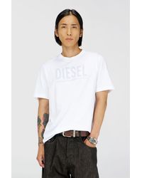 DIESEL - Cotton T-Shirt With Tonal Logo Print - Lyst