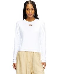 DIESEL - Top A Maniche Lunghe Con Oval D Cut-Out - Lyst
