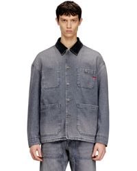 DIESEL - Utility-Style Denim Jacket With Contrasting Collar - Lyst