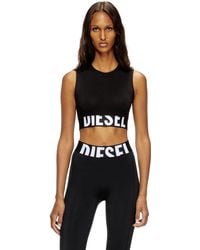 DIESEL - Cropped Tank Top With Cut-Off Logo - Lyst