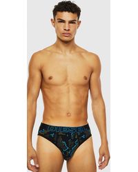 DIESEL Umbr-andre Briefs In Tie-dye Cotton - Black