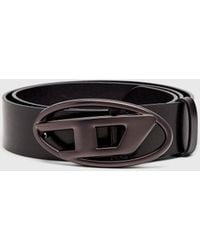 DIESEL - 3.9Cm Leather Belt With Metallic Oval D Buckle - Lyst